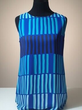 Blue Striped Sleeveless Women's Top